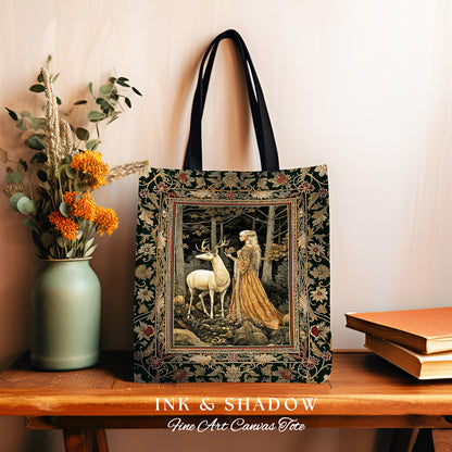 Elven Princess Mystic Woodland Tote | Forest Nymph Renaissance Aesthetic Fairycore Woven Tapestry Bag Magical Gothic Wood Ethereal Victorian