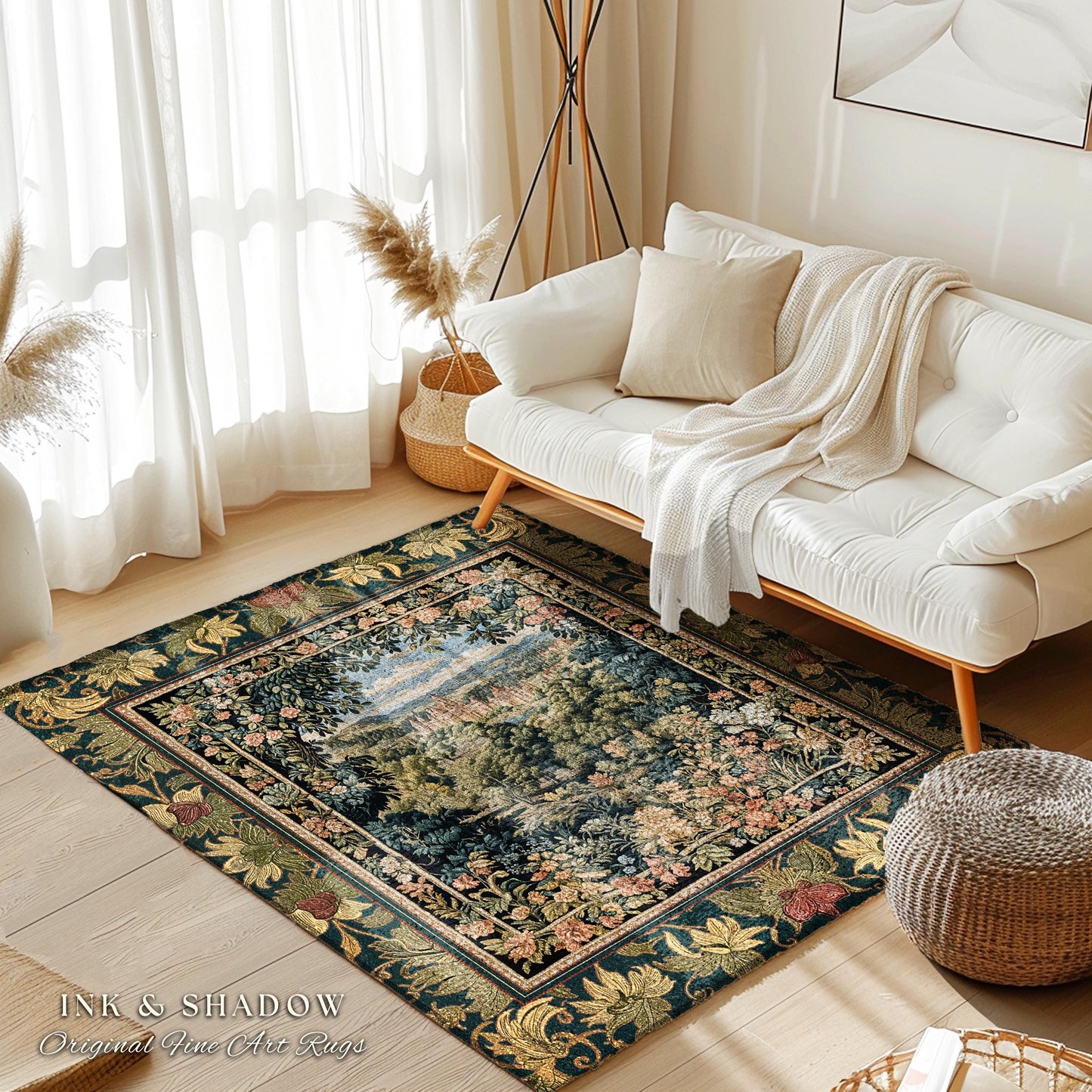 Fantasy Castle Botanical Area Rug | Fairycore Princess Bedroom Woodland Moody Medieval Woodland Fairytale Whimsy Whimsigothic Home Decor |