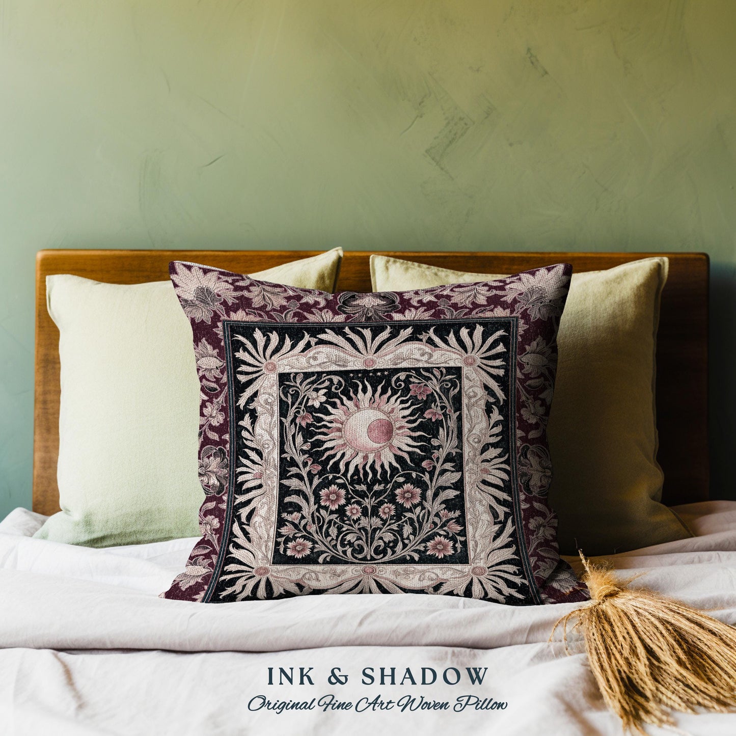 Celestial Victorian Gothic Accent Pillow | Dreamy Aesthetic Witchy Bohemian Magic Cosmic Astrology-Themed Maximalist Bedroom Decor Cosmic