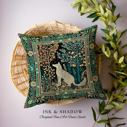 Enchanted Forest Whimsical Pillow | Fairytale Woodland Cottagecore Aesthetic Bohemian Decor Cozy Scandinavian Nature Woodland Woven Cushion