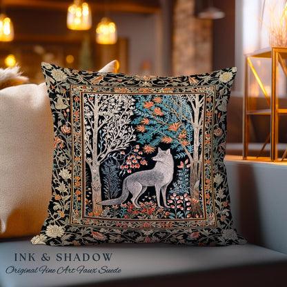 Rustic Scandinavian Home Accent Pillow | Boho Woodland Room Decor Whimsical Cottagecore Elegance Homey Aesthetic Magic Nature Woven Cushion