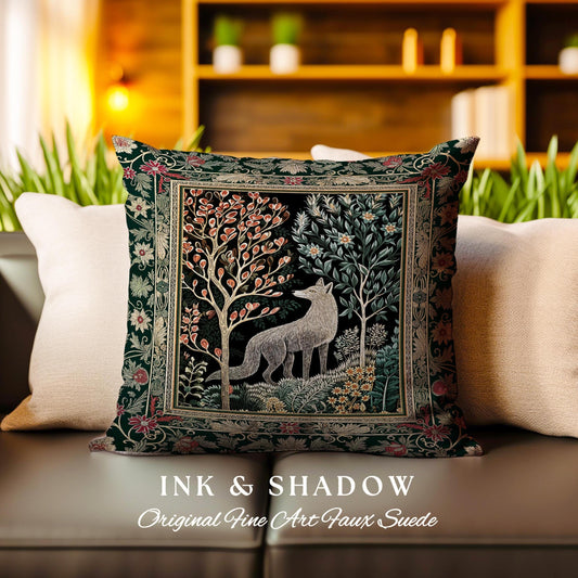 Danish Folk Art Forest Woodland Pillow | Cozy Interiors Bohemian Elegance Scandinavian Aesthetic Bohemian Woven Cushion Magical Fairytale |