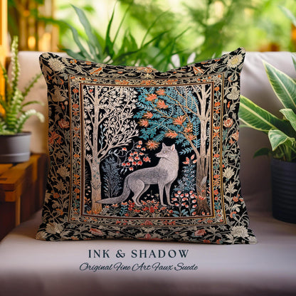 Rustic Scandinavian Home Accent Pillow | Boho Woodland Room Decor Whimsical Cottagecore Elegance Homey Aesthetic Magic Nature Woven Cushion