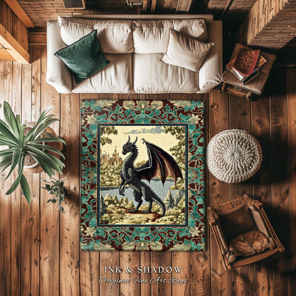 Dark Fairytale Aesthetic Area Rug | Fantasy Accent Woodland Medieval Bedroom Ethereal Victorian Gothic Dark Academia Decor Whimsigothic Art