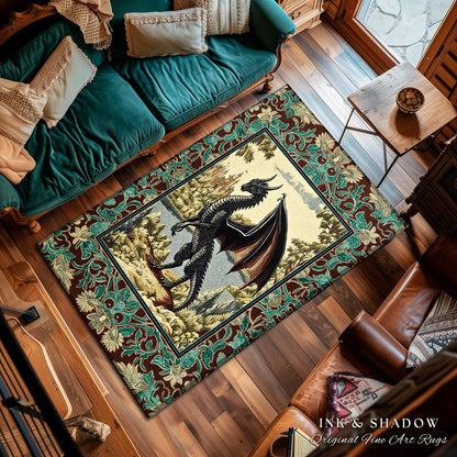 Dark Fairytale Aesthetic Area Rug | Fantasy Accent Woodland Medieval Bedroom Ethereal Victorian Gothic Dark Academia Decor Whimsigothic Art