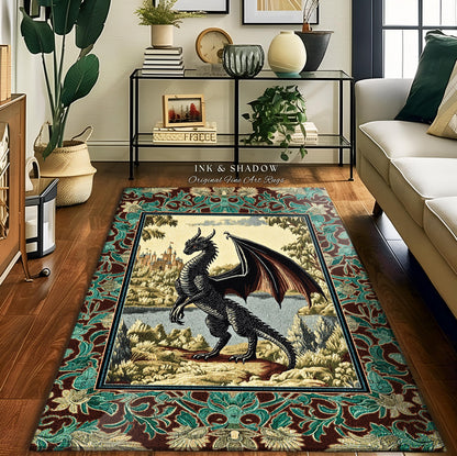 Dark Fairytale Aesthetic Area Rug | Fantasy Accent Woodland Medieval Bedroom Ethereal Victorian Gothic Dark Academia Decor Whimsigothic Art