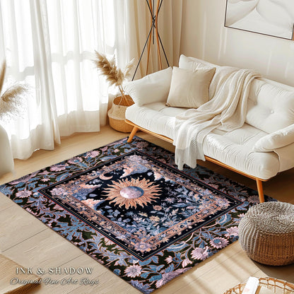 Enchanted Purples Boho Accent Rug | Celestial Mystic Tarot Inspired Witchy Pastel Bohemian Maximalist Bedroom Astrology Decor Witchy Energy