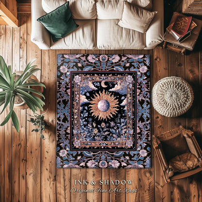 Enchanted Purples Boho Accent Rug | Celestial Mystic Tarot Inspired Witchy Pastel Bohemian Maximalist Bedroom Astrology Decor Witchy Energy