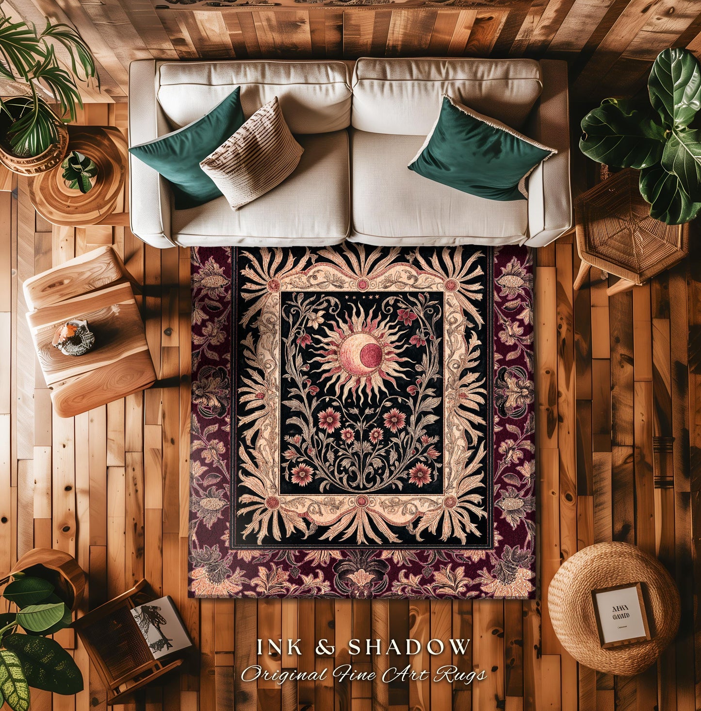 Celestial Victorian Gothic Accent Rug | Dreamy Aesthetic Witchy Bohemian Magic Cosmic Astrology-Themed Maximalist Bedroom Decor Cosmic Vibe