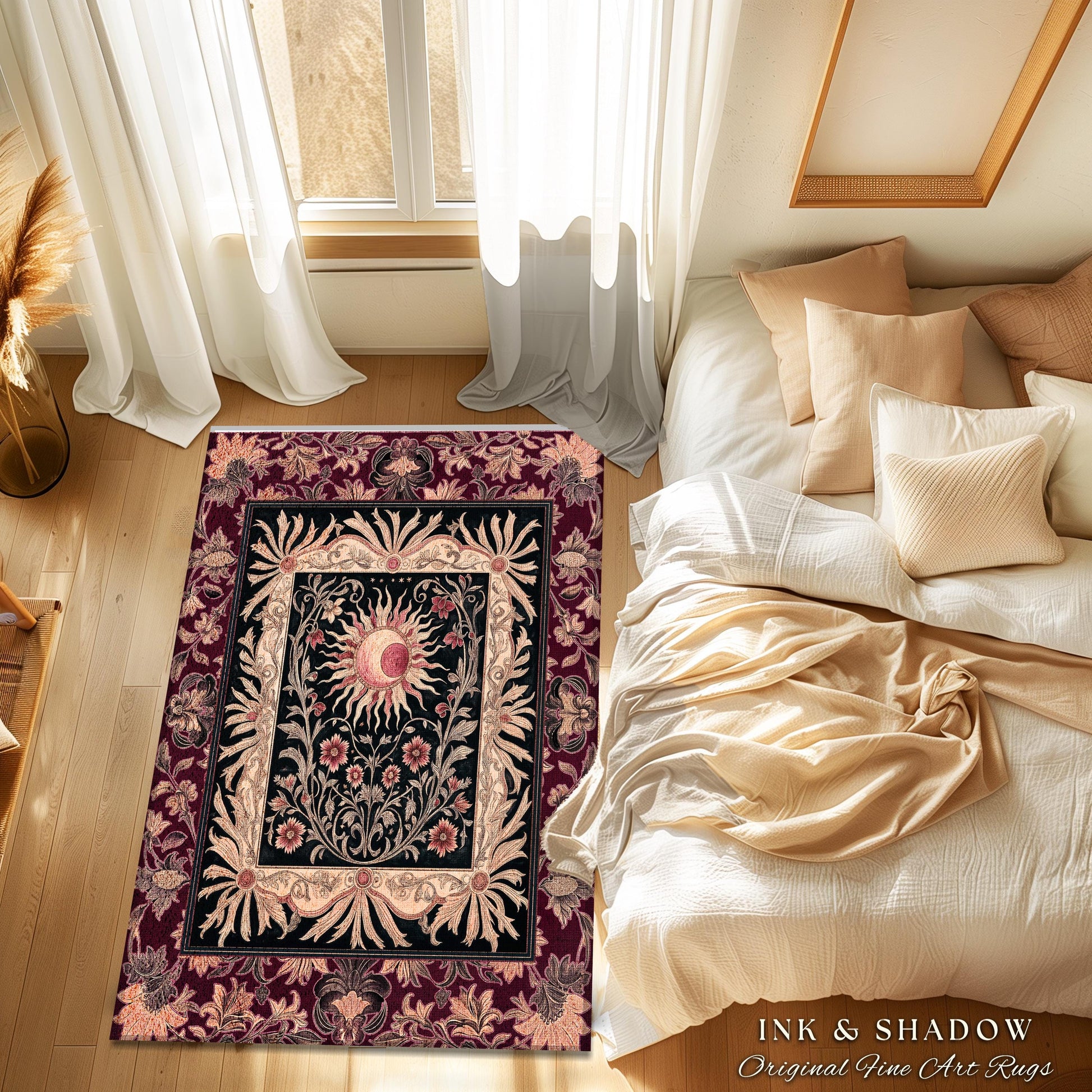 Celestial Victorian Gothic Accent Rug | Dreamy Aesthetic Witchy Bohemian Magic Cosmic Astrology-Themed Maximalist Bedroom Decor Cosmic Vibe