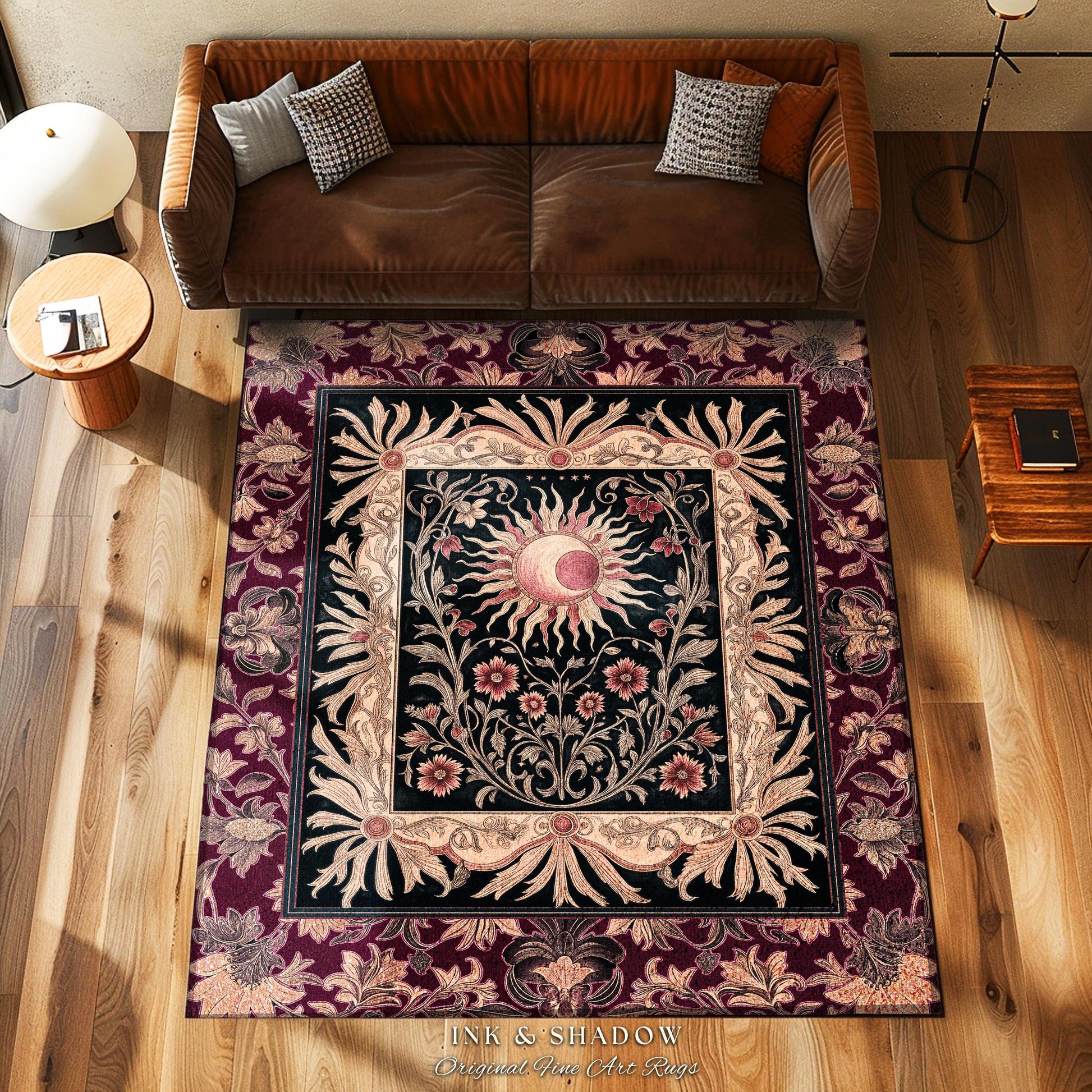 Celestial Victorian Gothic Accent Rug | Dreamy Aesthetic Witchy Bohemian Magic Cosmic Astrology-Themed Maximalist Bedroom Decor Cosmic Vibe