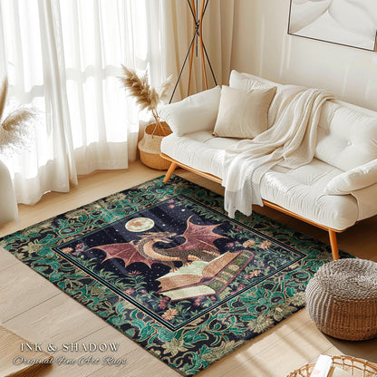 Dark Academia Medieval Folklore Rug | Nordic Witchy Gothic Dark Magic Woodland Reading Corner Moody Accent Rug Bedroom Dark Cottagecore |
