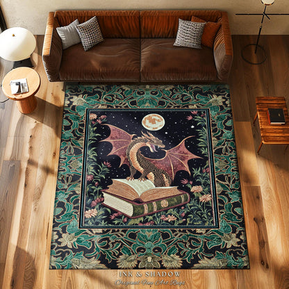 Dark Academia Medieval Folklore Rug | Nordic Witchy Gothic Dark Magic Woodland Reading Corner Moody Accent Rug Bedroom Dark Cottagecore |