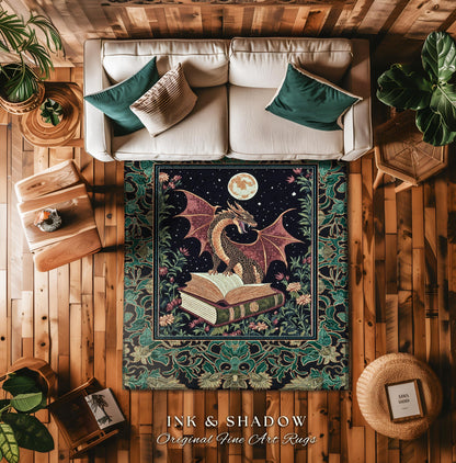 Dark Academia Medieval Folklore Rug | Nordic Witchy Gothic Dark Magic Woodland Reading Corner Moody Accent Rug Bedroom Dark Cottagecore |