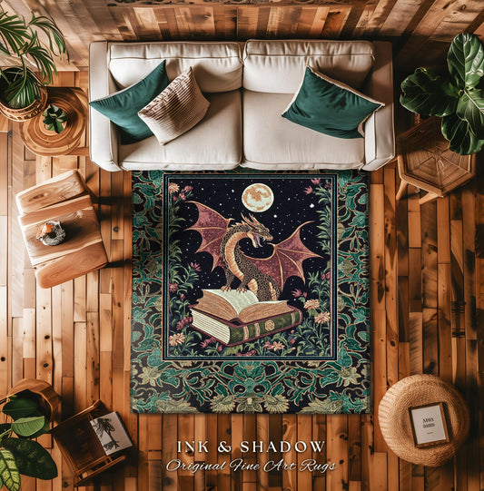 Dark Academia Medieval Folklore Rug | Nordic Witchy Gothic Dark Magic Woodland Reading Corner Moody Accent Rug Bedroom Dark Cottagecore |