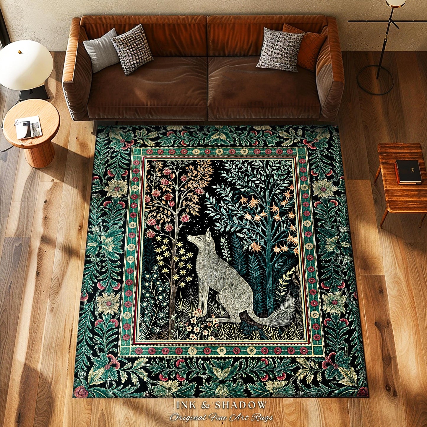 Enchanted Forest Whimsical Rug | Fairytale Woodland Cottagecore Aesthetic Bohemian Decor Cozy Scandinavian Mystical Nature Woodland Accent |