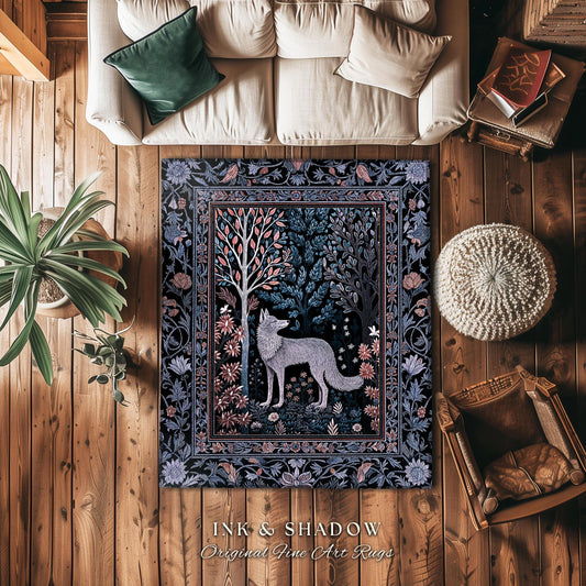 Dark Cottagecore Fairytale Area Rug | Storybook Forest Scandinavian Accent Rug Danish Interior Bohemian Aesthetic Magical Fairytale Folklore