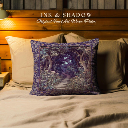 Magical Woodland Mushroom Tapestry Pillow | Fairytale Theme Woodland Botanical Aesthetic Whimsical Home Accent Cushion Bedroom Housewarming