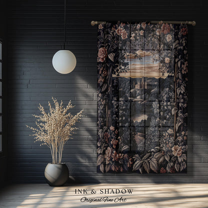Pastel Fairy Aesthetic Curtains | Ethereal Woodland Royalcore Rosy Blackout Curtain Bedroom Botanical Landscape Medieval Princess Rustic |