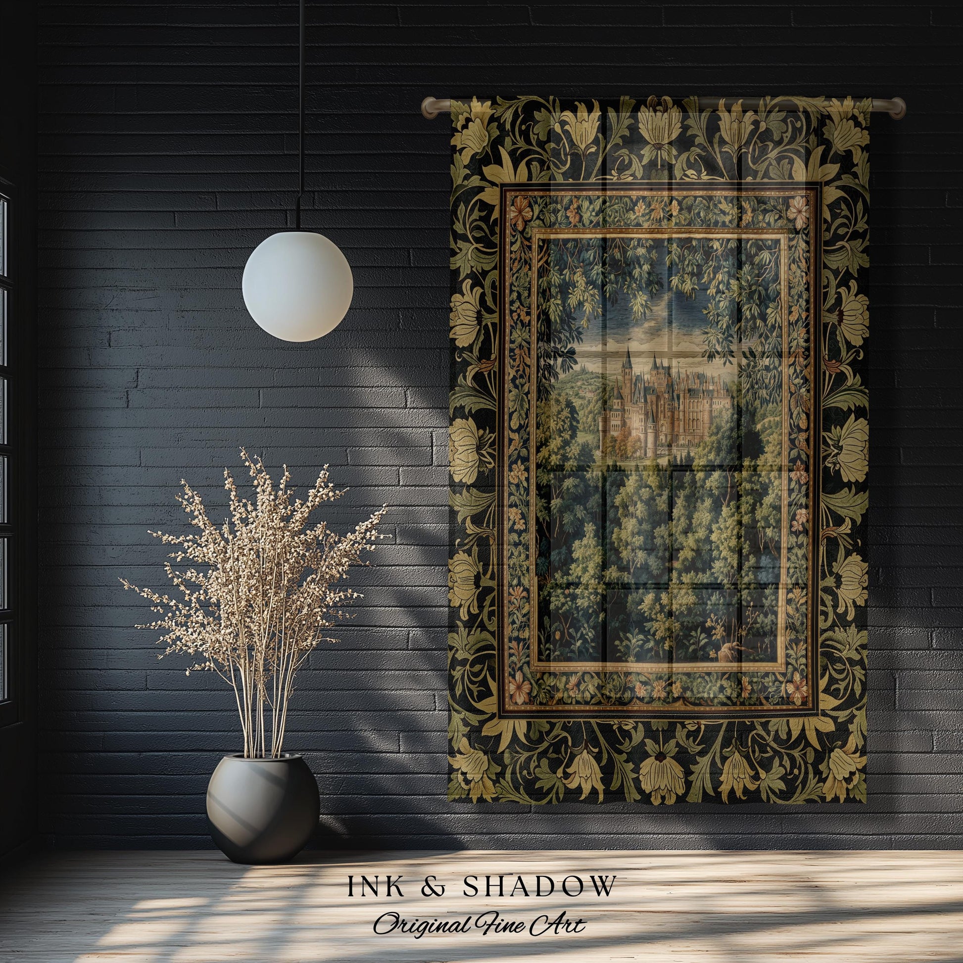 Ethereal Fairytale Fantasy Castle Drapes | Dark Academia Woodland Fairy Folklore Curtains Princess Aesthetic Magical Landscape Forestcore |