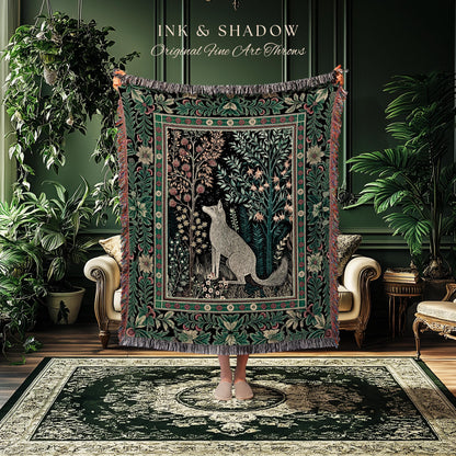 Enchanted Forest Whimsical Tapestry | Fairytale Woodland Cottagecore Aesthetic Bohemian Decor Cozy Scandinavian Mystical Woven Throw Blanket