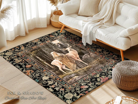 Enchanting Forest Spirit Area Rug | Magical Meadow Fairycore Accent Rug Ethereal Woodland Princess Renaissance Aesthetic Gothic Woods Mystic