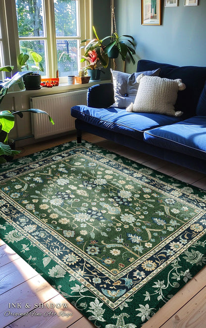 Muted Green Boho Area Rug | Rustic Aesthetic Living Room Pastel Green Home Decor Housewarming Gift Cottagecore Green Bedroom Floor Mat |