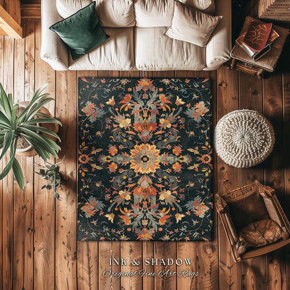 Trippy Kaleidoscope Aesthetic Rug Hippie Room Decor Mystic Cottagecore Psychedelic Bedroom Mat | Multi-Color ArtColorful Rainbow Style Rug