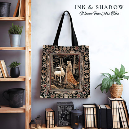 Elven Princess Mystic Woodland Tote | Forest Nymph Renaissance Aesthetic Fairycore Woven Tapestry Bag Magical Gothic Wood Ethereal Victorian