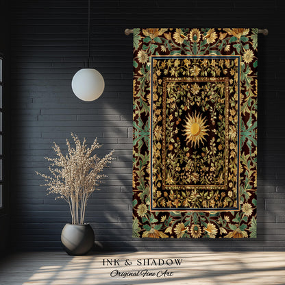 Boho Maximalist Sun Curtains | Witchy Mystic Theme Blackout Drapes Whimsical Celestial Tarot Aesthetic Astrology Inspired Spiritual Witchy