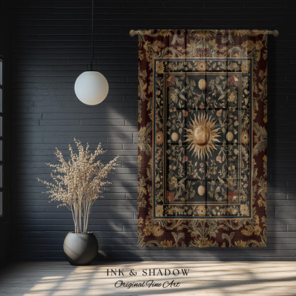 Dark Skies Celestial Drapes | Enchanted Celestial Witchy Astrology Boho Maximalist Decor Sun & Moon Tarot Inspired Gothic Blackout Curtains