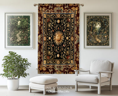 Dark Skies Celestial Drapes | Enchanted Celestial Witchy Astrology Boho Maximalist Decor Sun & Moon Tarot Inspired Gothic Blackout Curtains