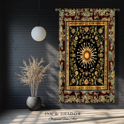 Ethereal Energy Celestial Bedroom Drapes | Mystic Boho Maximalist Astrology Inspired Witchy Sun and Moon Gothic Aesthetic Enchanted Curtains