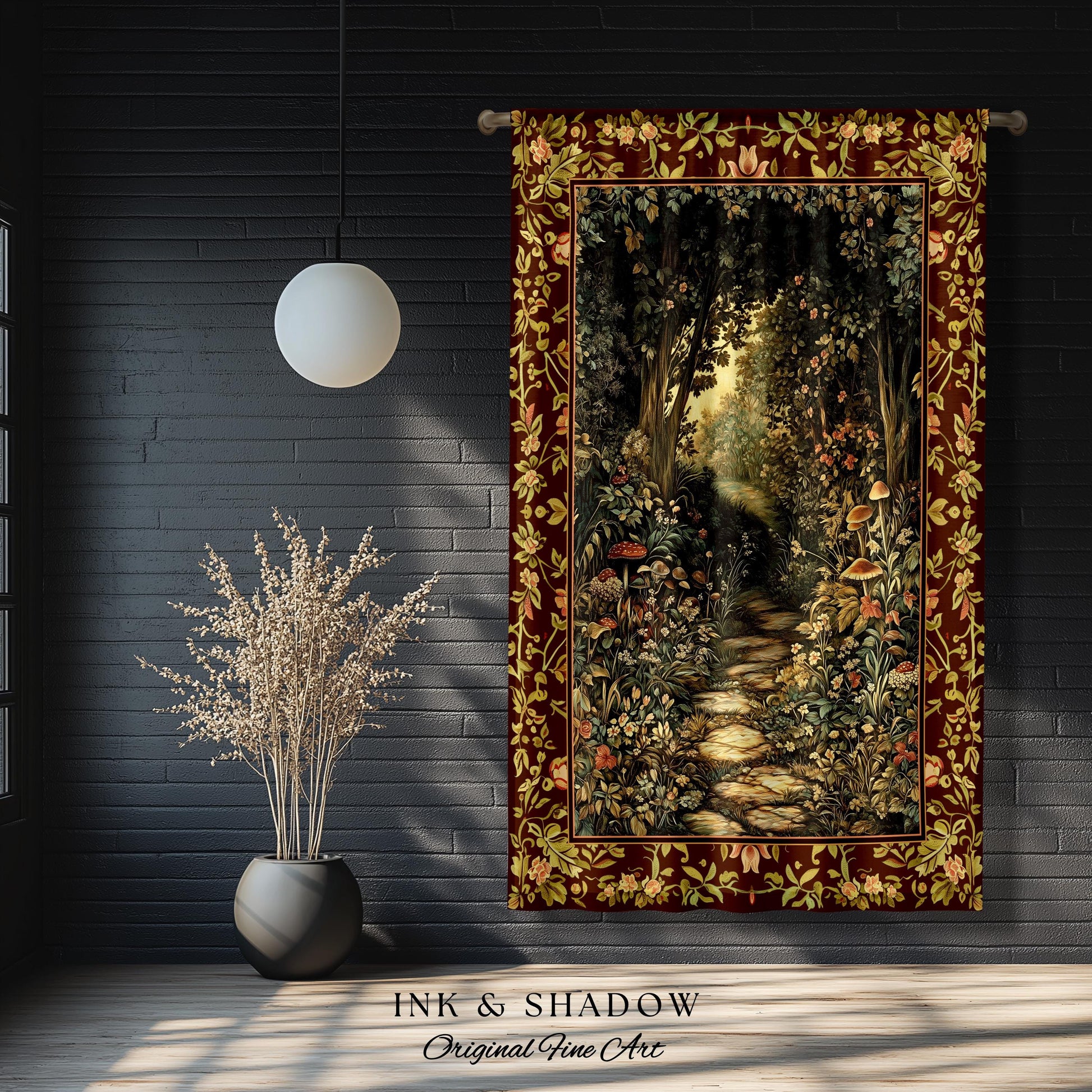 Fairy Ethereal Forest Curtains Mystic Dark Academia Folklore Inspired, Magical Medieval Forestcore Botanical Woodland Window Drapes Gothic