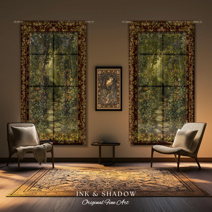 Fairy Ethereal Forest Curtains Mystic Dark Academia Folklore Inspired, Magical Medieval Forestcore Botanical Woodland Window Drapes Gothic