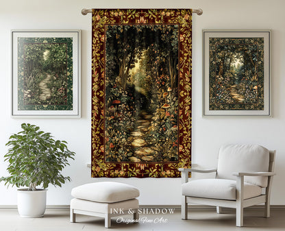 Fairy Ethereal Forest Curtains Mystic Dark Academia Folklore Inspired, Magical Medieval Forestcore Botanical Woodland Window Drapes Gothic