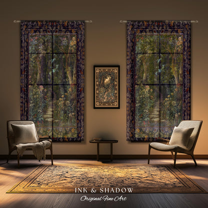 Magical Woodland Mushroom Drapes | Fairytale Theme Woodland Botanical Aesthetic Whimsical Home Window Curtains Bedroom Housewarming Gift |