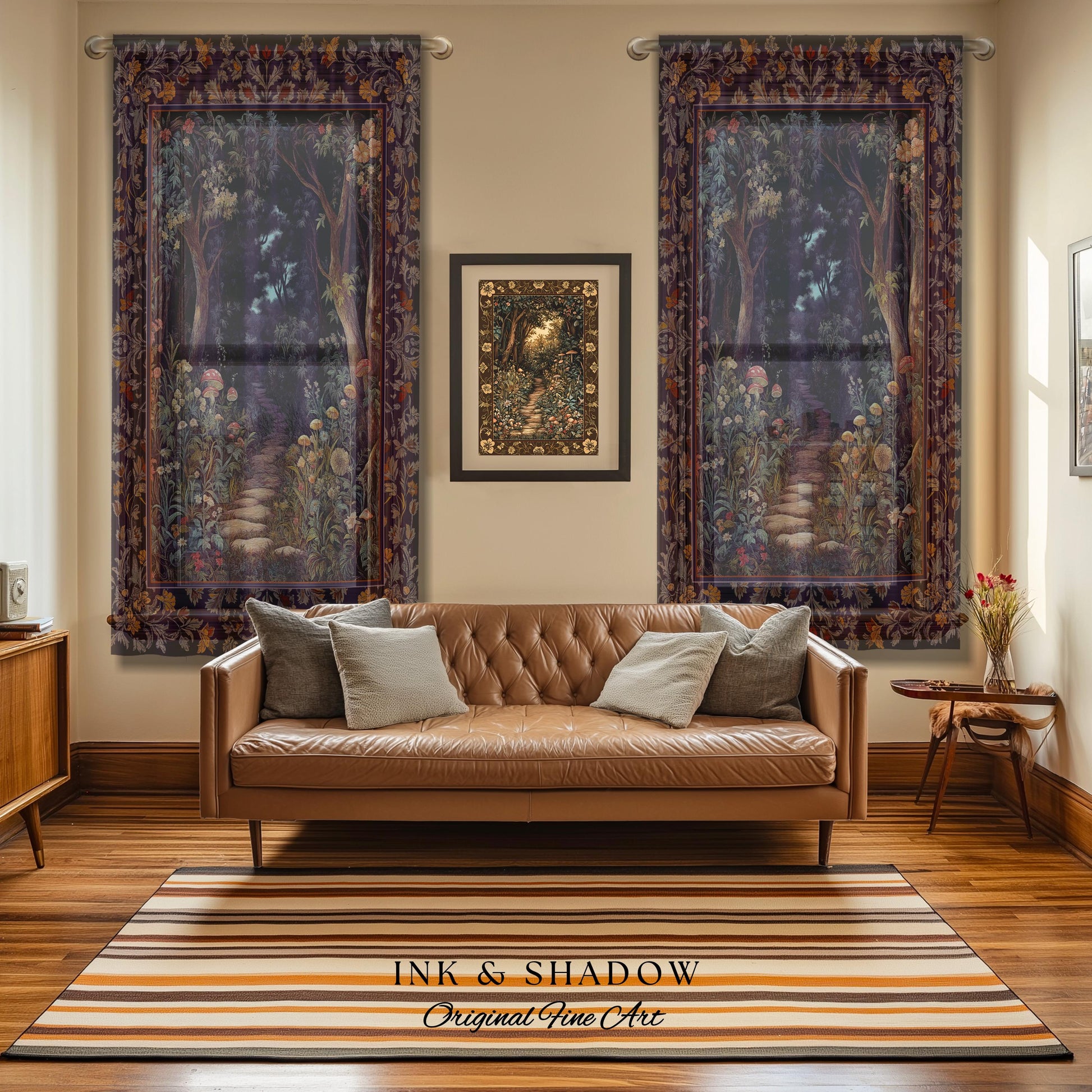 Magical Woodland Mushroom Drapes | Fairytale Theme Woodland Botanical Aesthetic Whimsical Home Window Curtains Bedroom Housewarming Gift |