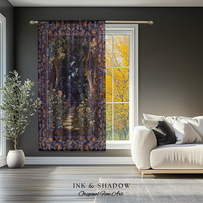 Magical Woodland Mushroom Drapes | Fairytale Theme Woodland Botanical Aesthetic Whimsical Home Window Curtains Bedroom Housewarming Gift |