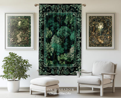 Verdant Greenery Botanical Drapes | Woodland Magical Aesthetic Living Room Green Window Curtains Plant Loving Bedroom Decor Gift Emerald |