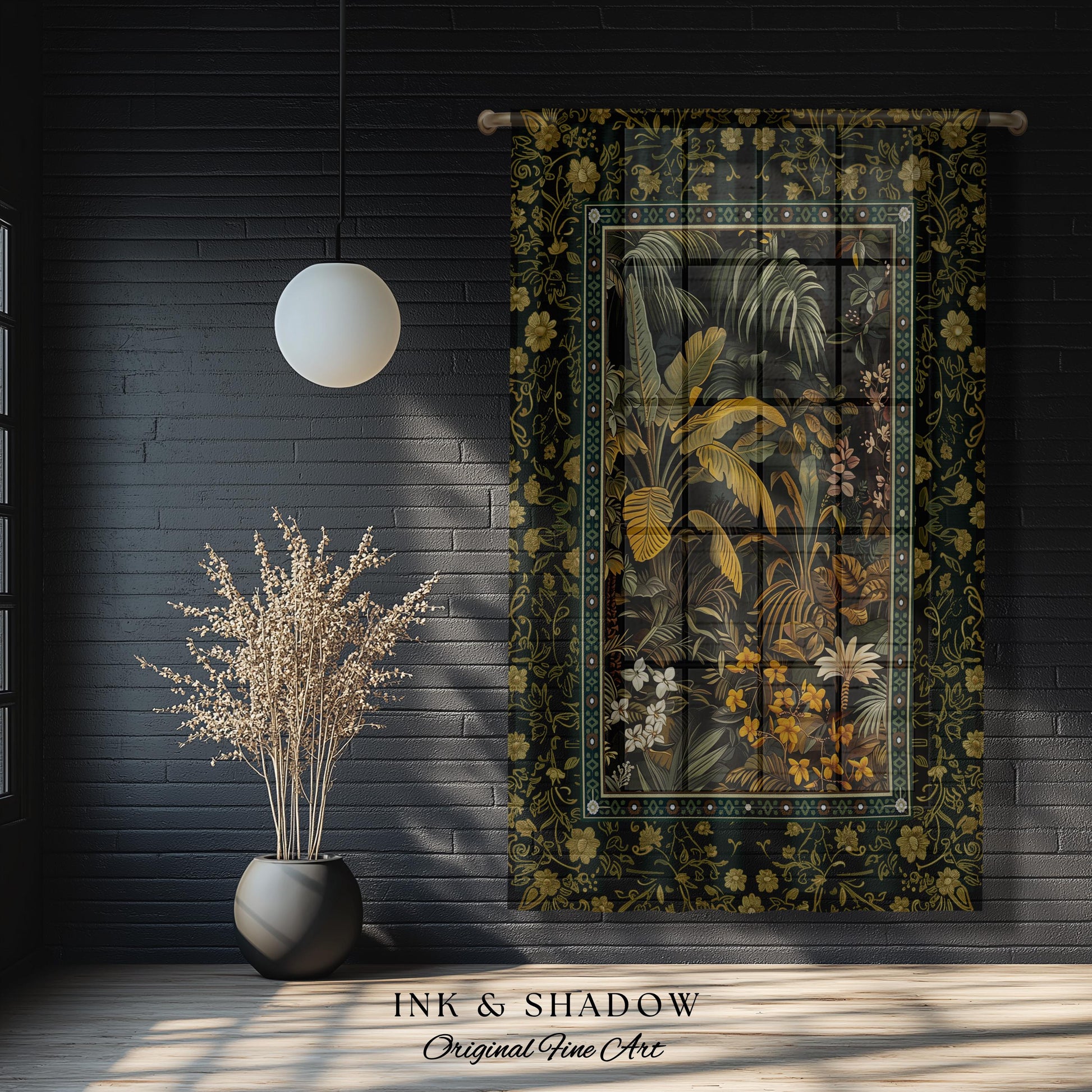 Whimsical Botanical Jungle Curtains | Forest Aesthetic Woodland Living Room Mystical Home Decor Plant Themed Ethereal Book Nook Drapery |