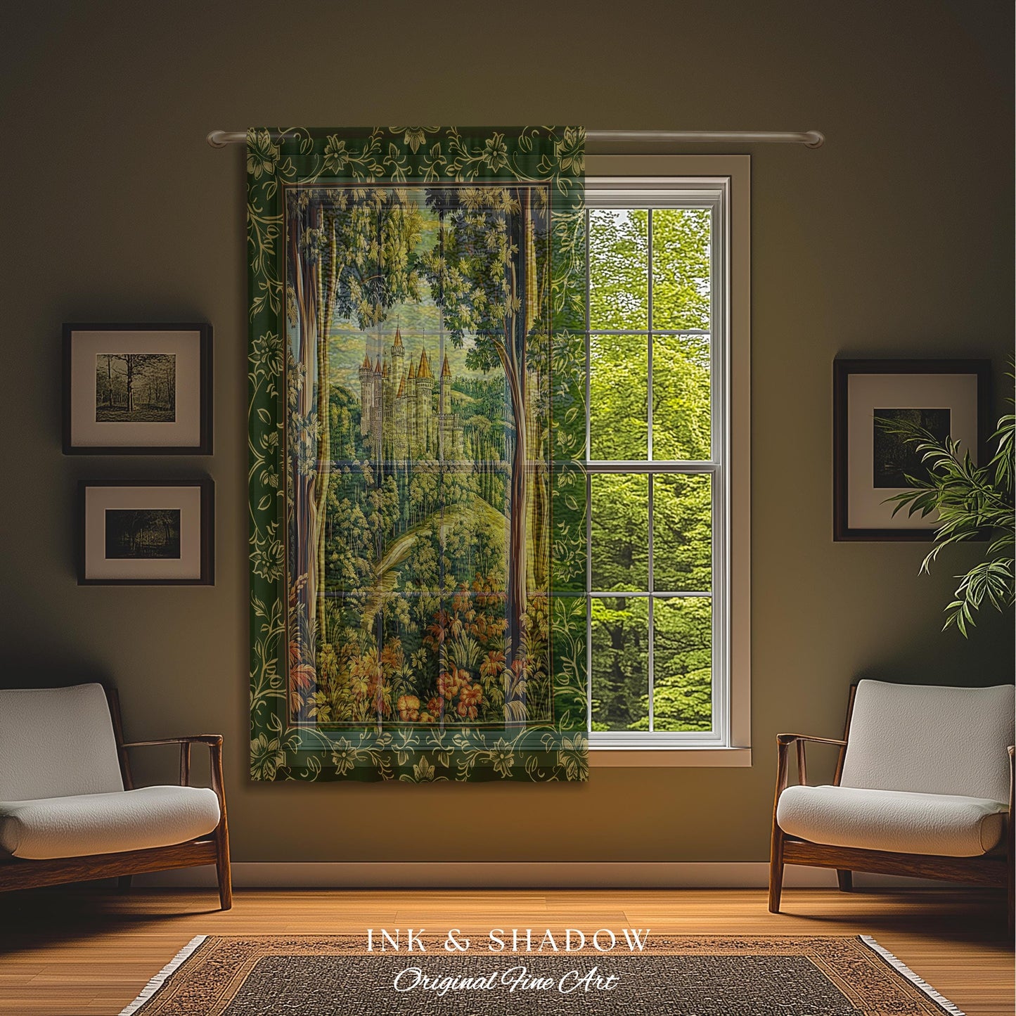 Fairytale Aesthetic Castle Drapes Fairycore Folklore Inspired Decor | Magical Woodland Bedroom Whimsigothic Ethereal Forest Window Curtains