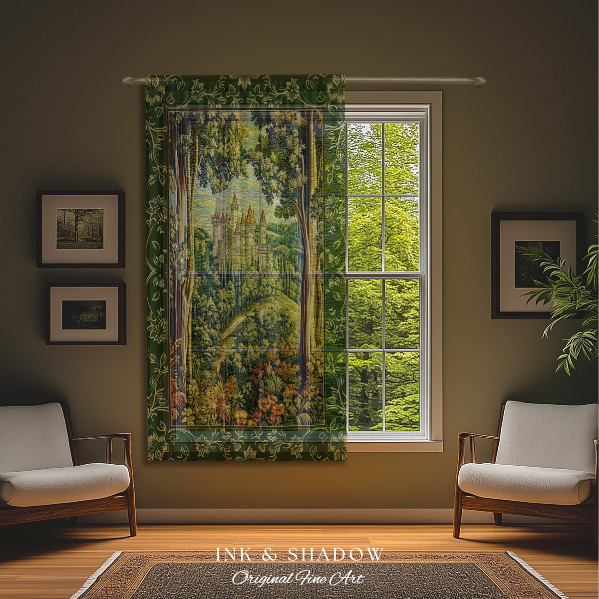 Fairytale Aesthetic Castle Drapes Fairycore Folklore Inspired Decor | Magical Woodland Bedroom Whimsigothic Ethereal Forest Window Curtains