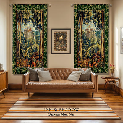 Fairytale Aesthetic Castle Drapes Fairycore Folklore Inspired Decor | Magical Woodland Bedroom Whimsigothic Ethereal Forest Window Curtains