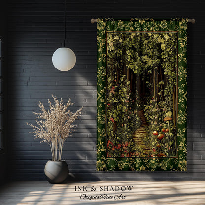 Fairytale Forest Botanical Drapes | Mystic Aesthetic Woodland Home Magical Decor Plant Loving Bedroom Housewarming Gift Emerald Woods Drapes