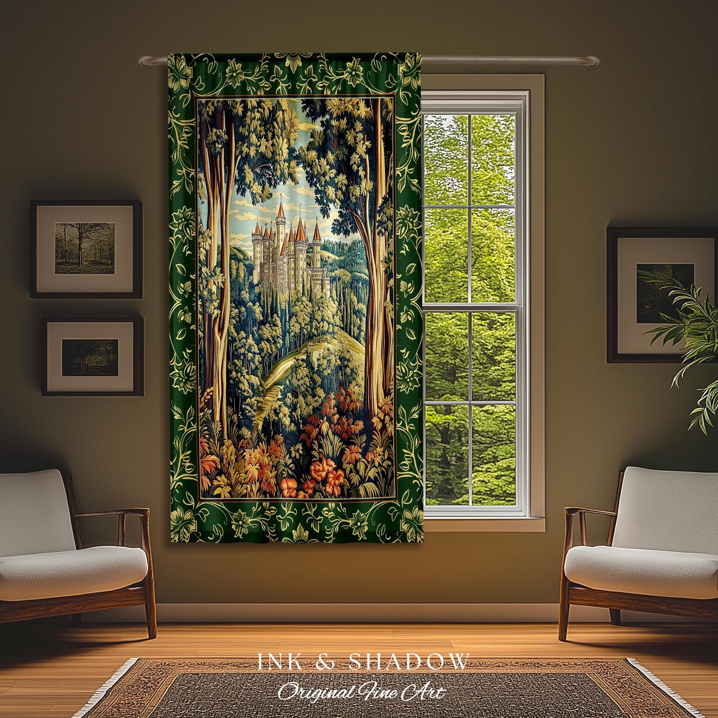 Fairytale Aesthetic Castle Drapes Fairycore Folklore Inspired Decor | Magical Woodland Bedroom Whimsigothic Ethereal Forest Window Curtains