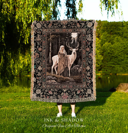 Enchanting Forest Spirit Tapestry | Magical Meadow Fairycore Throw Blanket Ethereal Woodland Princess Renaissance Aesthetic Gothic Woods |