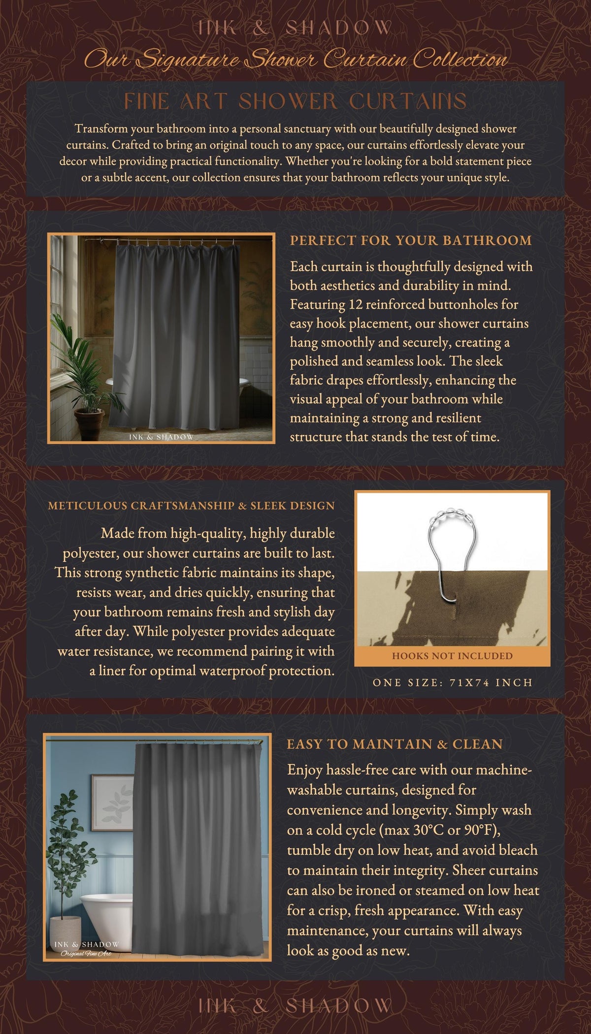 Elegant Tropical Forest Shower Curtain | Woodland Whimsy Botanical Bathroom Emerald Green Romantic Home Decor Tropical Eclectic Aesthetic |