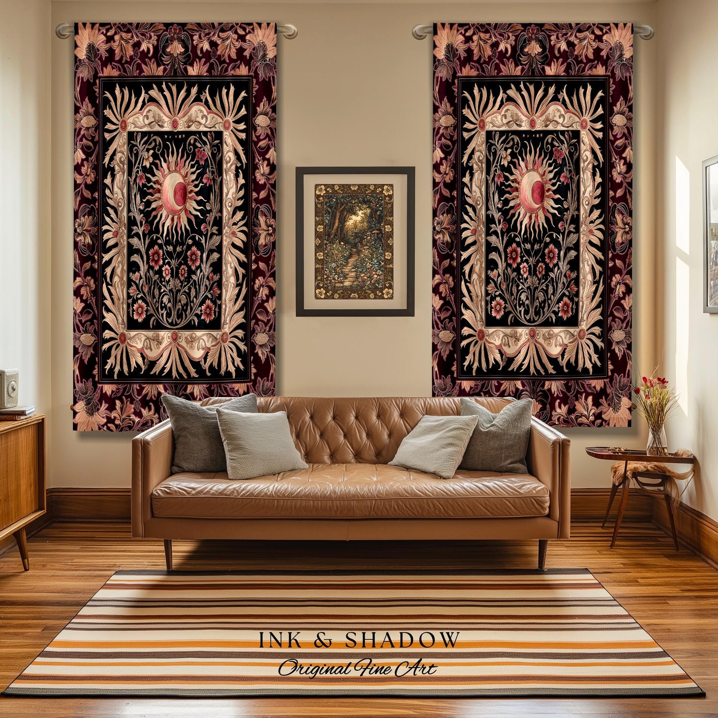 Celestial Victorian Gothic Drapes | Dreamy Aesthetic Witchy Bohemian Magic Cosmic Astrology-Themed Maximalist Bedroom Decor Cosmic Curtains