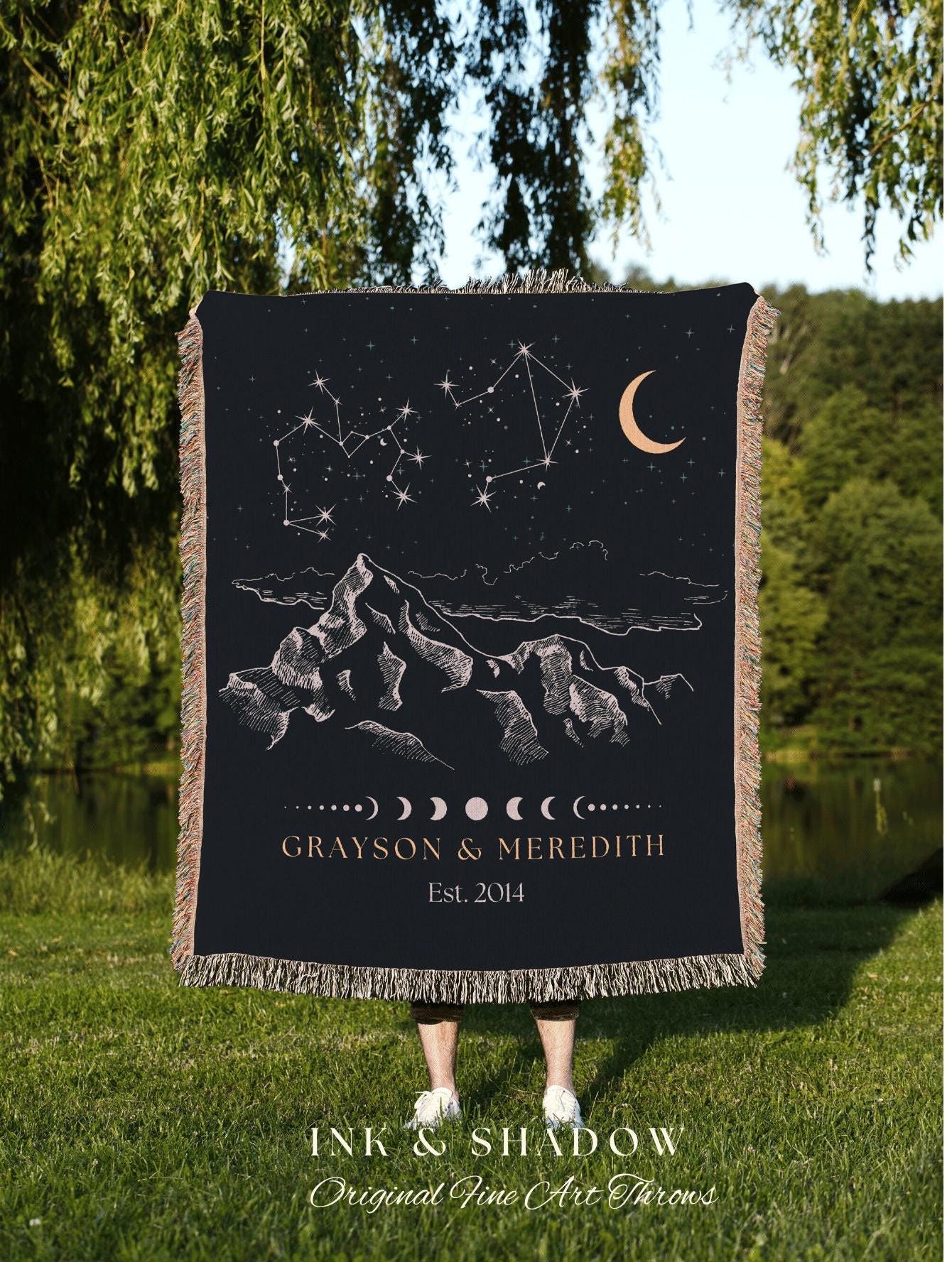 Couples Constellation Tapestry | Sentimental Anniversary Gift Custom Couples Custom Star Sign Blanket Woven Tapestry Thoughtful Wedding Gift